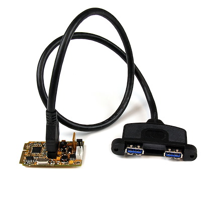 2-poorts SuperSpeed mini PCI Express USB 3.0 adapterkaart met steunset en UASP-ondersteuning