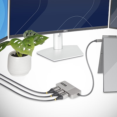 USB-C - 3x DisplayPort 1.4 変換アダプター／トリプルモニター