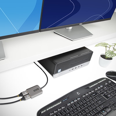 DisplayPort搭載のWindowsデバイスから2台の4K60Hz HDMIモニターに接続