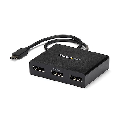 3-Port Multi Monitor Adapter - USB-C to 3x DisplayPort 1.2 Video Splitter -  USB Type-C to DP MST Hub - Dual 4K 30Hz or Triple 1080p - Thunderbolt 3 