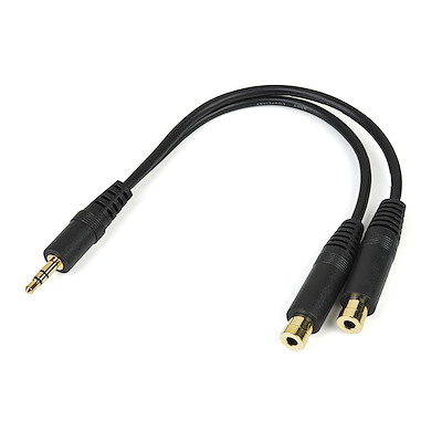 G-Shield Cable de Adaptador Divisor Audio Jack 3,5mm Hembra a 2 Macho Y Splitter Negro 1m 