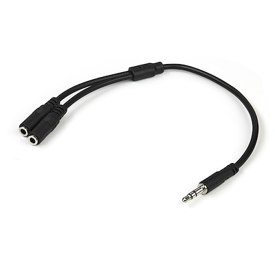 Slim Stereo Splitter Cable - 3.5mm Male to 2x 3.5mm Female