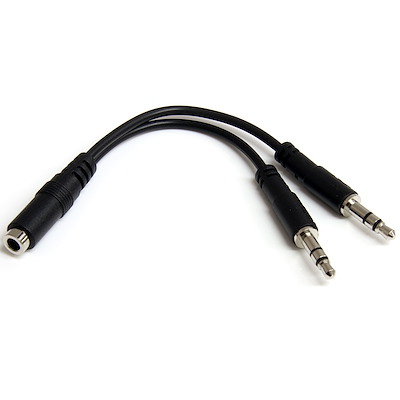 Audio Kopfhörer Splitter Y Kabel 3,5mm Klinken Stecker AUX Headset Adapter Black 