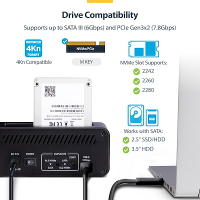 Duplicateur Disque Dur M.2 NVMe/SATA EZ Dupe - Écran Tactile, 7 Ports Cibles - Cloneur SSD Sans Ordinateur - 10