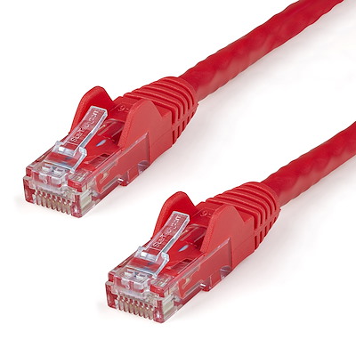 Cat6 Ethernet patchkabel med hakfria RJ45-kontakter - 0,5 m, röd