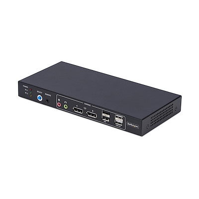 2-Port Dual-Monitor DisplayPort KVM Switch with Dual View Video
