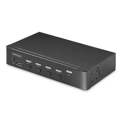 4-Port DisplayPort KVM Switch, Single 4K 60Hz Monitor, 6x USB-Ports,  Hotkey- & Knopfumschaltung, KVM Umschalter, DisplayPort 1.2, OS-unabhängig,  ...