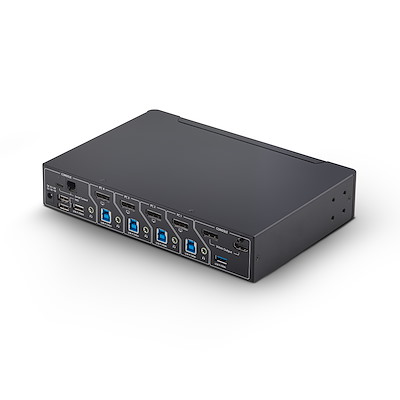 Control up to four DisplayPort computers with mouse roaming, quad