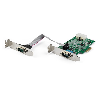 2-port PCI Express RS232 Serial Adapter Card - PCIe RS232 Serial Host Controller Card - PCIe to Serial DB9 - 16950 UART - Low Profile Expansion Card - Windows & Linux
