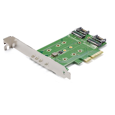 M.2 SSD-kortadapter (NGFF) med 3 portar - 1x PCIe (NVMe) M.2, 2x SATA III M.2 - PCIe 3.0