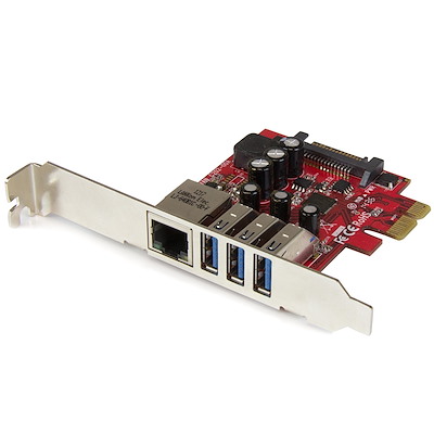 PCI Express USB 3.0-kort med 3 portar + Gigabit Ethernet