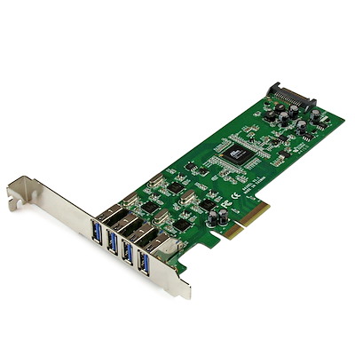 4 Independent Port PCI Express PCIe SuperSpeed USB 3.0 Controller Card Adapter with UASP - SATA Power