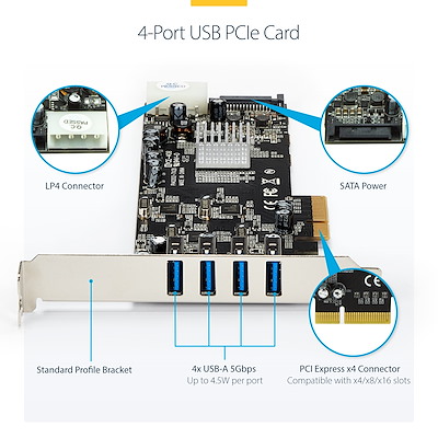 StarTech USB 3.0 4ポート拡張カード PEXUSB3S44V USB 3.0 4ポート増設PCI Expressインターフェースカード 4個の専用