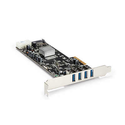 PCI Express (PCIe) SuperSpeed USB 3.0-kortadapter med 4 portar och 4 dedicerade kanaler på 5 Gbps – UASP – SATA/LP4-ström