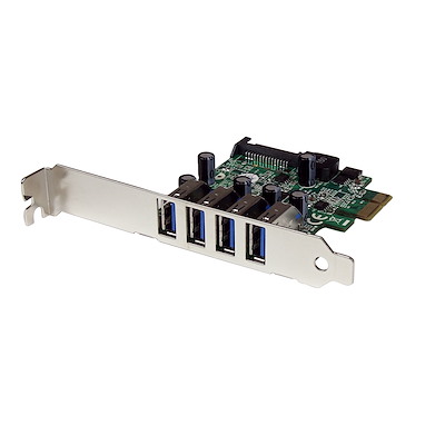 Tarjeta Adaptador PCI Express PCI-E USB 3.0 con UASP de 4 Puertos - Alimentación SATA