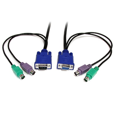 6 ft 3-in-1 Universal Ultra Thin PS/2 KVM Cable