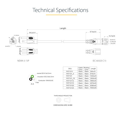 Cable 7,6m Alimentacion NEMA5-15P a C13 - Cables de Alimentación para  Ordenadores - Externos