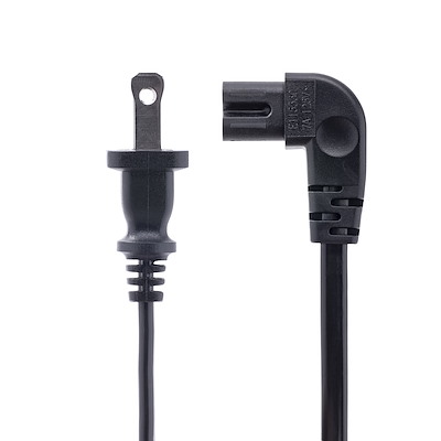 Replacement 2-prong power cord for laptop power bricks and LED TVs