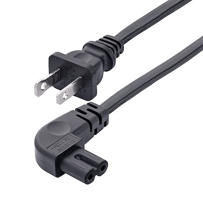 10ft (3m) Laptop Power Cord, NEMA 1-15P to Right Angle C7, 7A 125V