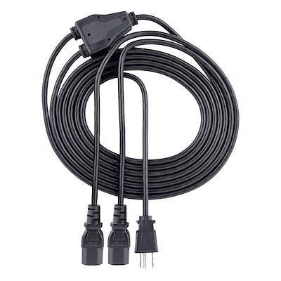 10ft (3m) Computer Power Cord, 18AWG, NEMA 5-15P to 2x C13