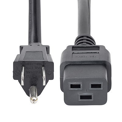 Kentek 3FT 14 AWG Heavy Duty Power Cord – NEMA 5-15P To C19, 15A 125V, Black, UL/CSA Certified