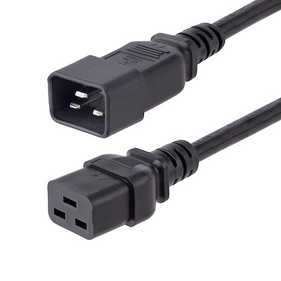10ft Black Kentek Power Cord – IEC60320 C19 To C20, 12AWG 20A/250V SJT For Server/PDU