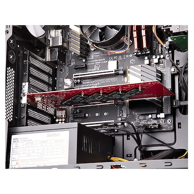 Adaptateur PCIe M.2 - PCIe x16 vers Quad SSD M.2 NVMe ou AHCI - Carte  Adaptateur M.2 vers PCI Express 4.0, 7,8GBps/Disque - Bifurcation Requise 