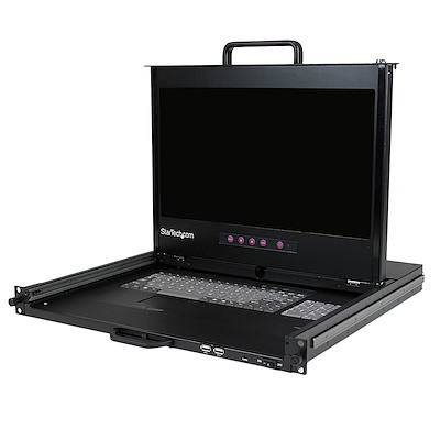 Consola 1U con Pantalla LCD de 17 Pulgadas HD de Montaje en Rack con Lector de Huellas Digitales y Concentrador Hub USB