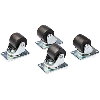 Heavy Duty Casters for Server Racks/Cabinets - Set of 4 Universal M6 2-inch Caster Kit - Replacement Swivel Caster Wheels (45x75mm pattern) for 4 Post Racks - Steel/Plastic
