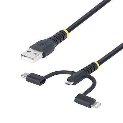 USB 2.0ケーブル／1m／3-in-1 USB-A - Micro-USB/USB-C/Lightning