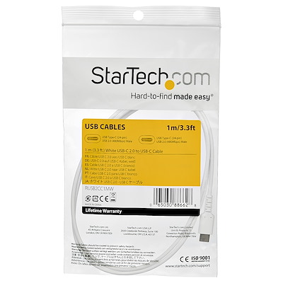 StarTech.com RUSBCLTMM1MW  StarTech.com Câble USB-C vers Lightning Blanc  Robuste 1m - Câble de Charge/Synchronistation USB Type C vers Lightning  Fibre Aramide - iPad/iPhone 12 Certifié Apple MFi