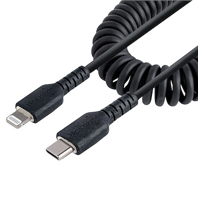 USB C to Lightning Cable 1m/3ft, Coiled - Lightning Cables, Cables