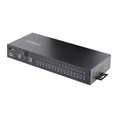 16-Port Industrial USB 5Gbps Hub with Power Adapter, Metal