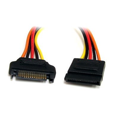 Cable Length: 5cm Computer Cables Black Sleeved SATA 15Pin Male to 2X Female with Latch Power Extension Cable 