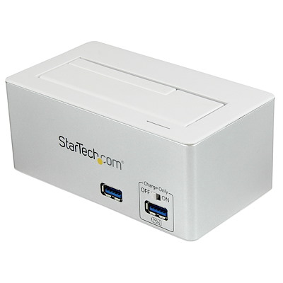 USB 3.0 SATA Hard Drive Docking Station SSD / HDD with integrated Fast Charge USB Hub and UASP For SATA 6 Gbps - White