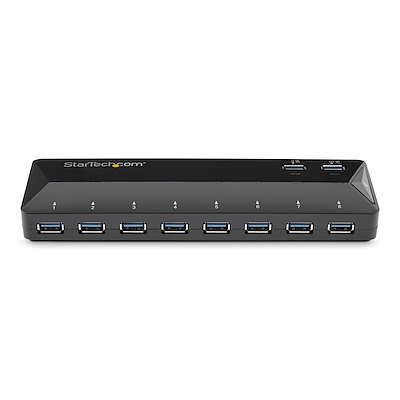 10 Port USB 3.0 Hub Mit 2 Ladeports – Desktop-Hub, 1,5A Schnellladung, Bis 5 Gbit/s, Schwarz