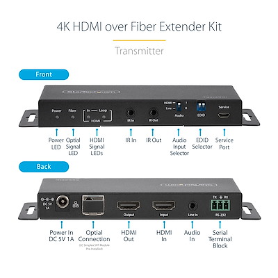 StarTech.com 4K HDMI over Fiber Extender Kit, 4K 60Hz up to 3300ft