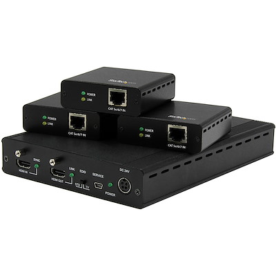 3-Port HDBaseT Extender Kit with 3 Receivers - 1x3 HDMI over CAT5e Splitter - Up to 4K