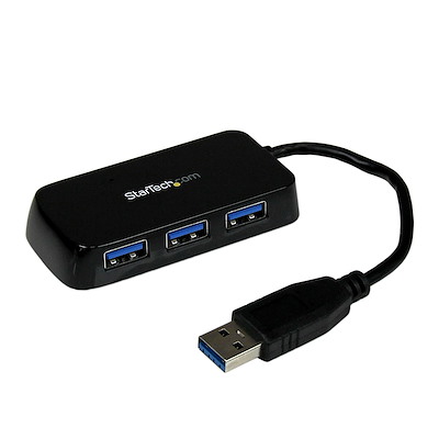 Bärbar SuperSpeed mini USB 3.0-hubb med 4 portar - Svart