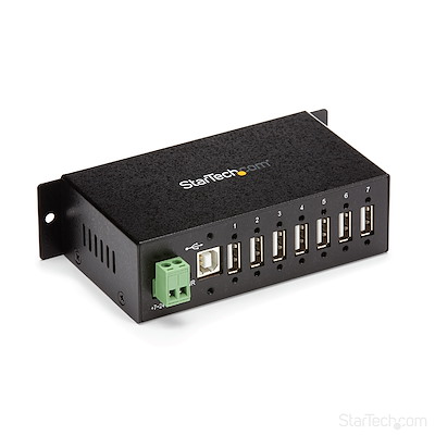 7-Port Industrial USB 2.0 Hub with ESD & 350W Surge Protection