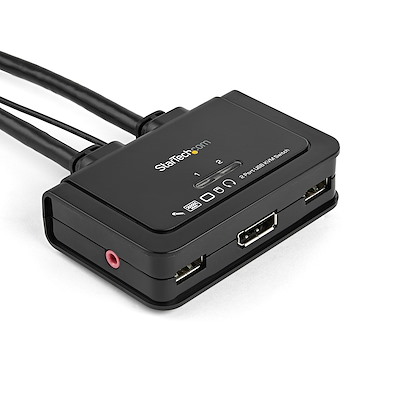 2 Port USB DisplayPort Cable KVM Switch w/ Audio and Remote Switch