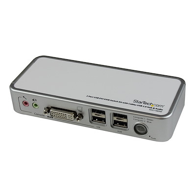 Kit de Switch Conmutador KVM de 2 Puertos DVI con USB Audio y Cables