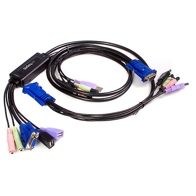 2 Port USB VGA Cable KVM Switch with Audio