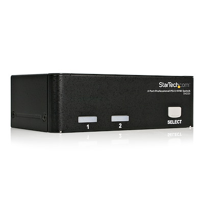 Control up to two VGA and PS/2-connected computers from a single