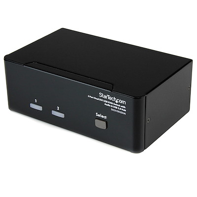 Conmutador Switch KVM de 2 Puertos Doble Monitor DVI Audio 4 Puertos USB 1920x1200