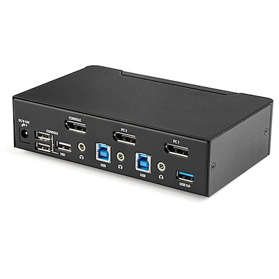 2 Port DisplayPort KVM Switch - 4K 60Hz - Single Display - Dual Port UHD DP  1.2 USB KVM Switch with Integrated USB 3.0 Hub & Audio - Dell HP Apple 