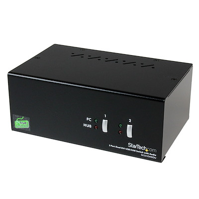 Switch Conmutador KVM de 2 Puertos DVI de Video Doble con USB y Audio