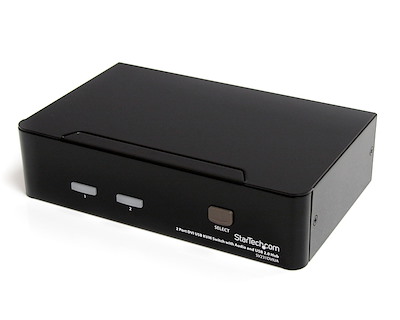 Switch Conmutador KVM de 2 Puertos DVI con Hub USB 2.0 y Audio