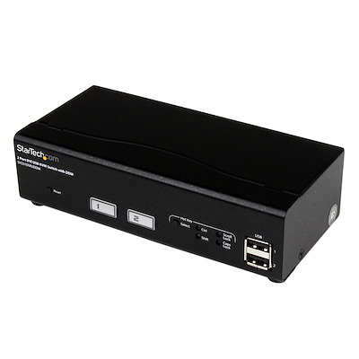 2 Port USB DVI KVM Switch with DDM Fast Switching Technology and Cables