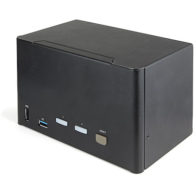 2 Port Quad Monitor DisplayPort KVM Switch - 4K 60Hz UHD HDR - Desktop 4K DP 1.2 KVM with 2 Port USB 3.0 Hub (5Gbps) & 4x USB 2.0 HID Ports, Audio - Hotkey Switching - TAA